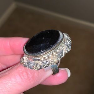 Matching black bead set. Ring and necklace